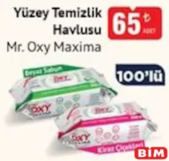 MR. OXY MAXİMA YÜZEY TEMİZLİK HAVLUSU 100'LÜ fiyat ve kampanya bilgisi